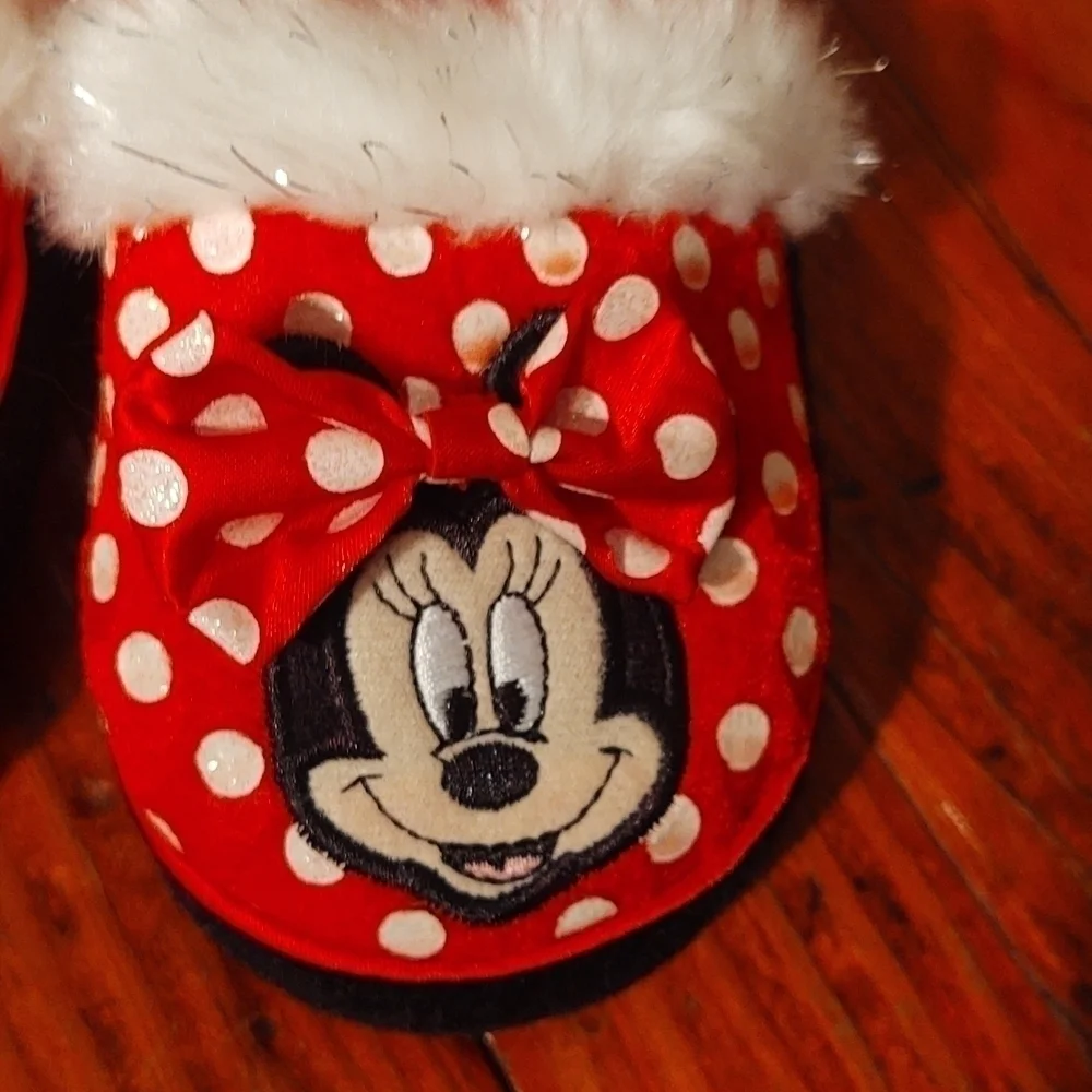 Disney Minnie Mouse Polka Dot Slippers Sz Kids S (7/8)